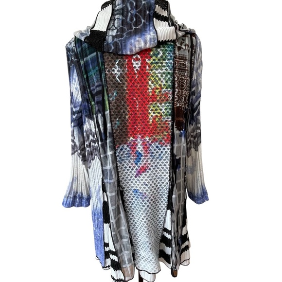 Ali Miles size large office blouse career mature modest color block mixed print - Picture 13 of 16